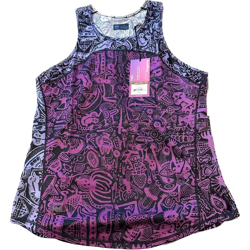 Janji Tank Top Womens Size S Purple Tech Java Collection Artist Series Batik